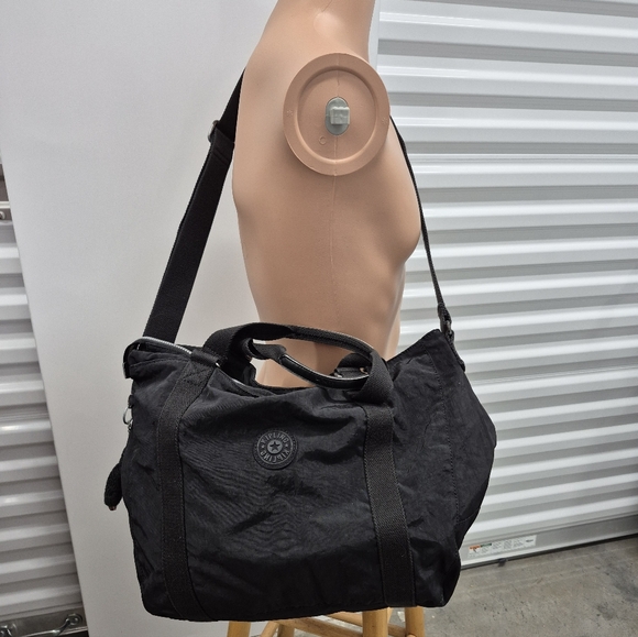 Kipling Adara Tote Crossbody Bag Large Purse Black with Furry Signature Monkey - Picture 1 of 14